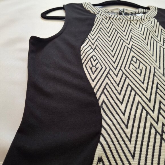 Divided H&M Color Block Bodycon Dress Size 14 Chrome Back Zipper Sleeveless - Picture 7 of 14